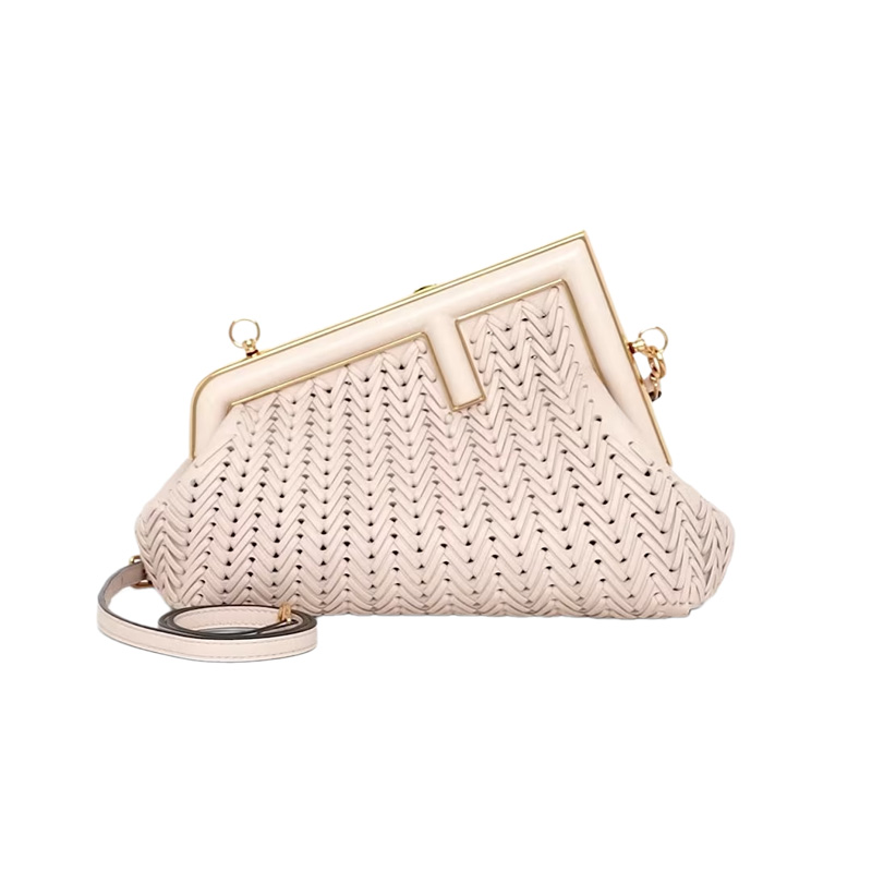 Fendi First Small Camellia Interlaced Leather Bag