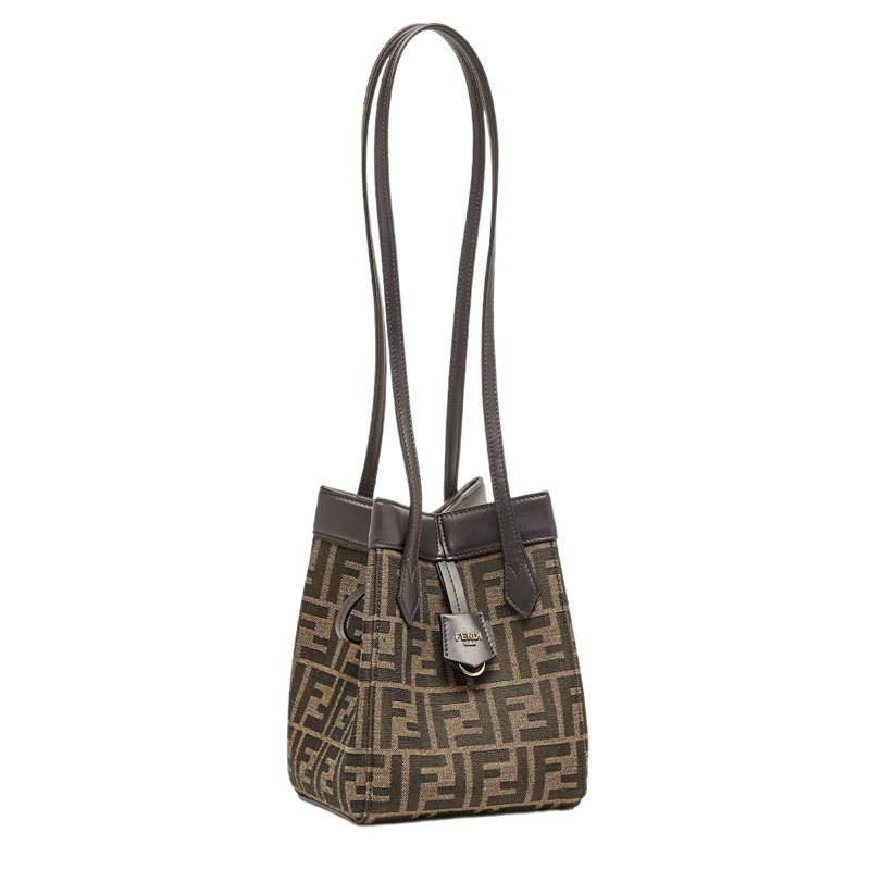 Fendi Origami Mini Brown FF Jacquard Fabric Bag