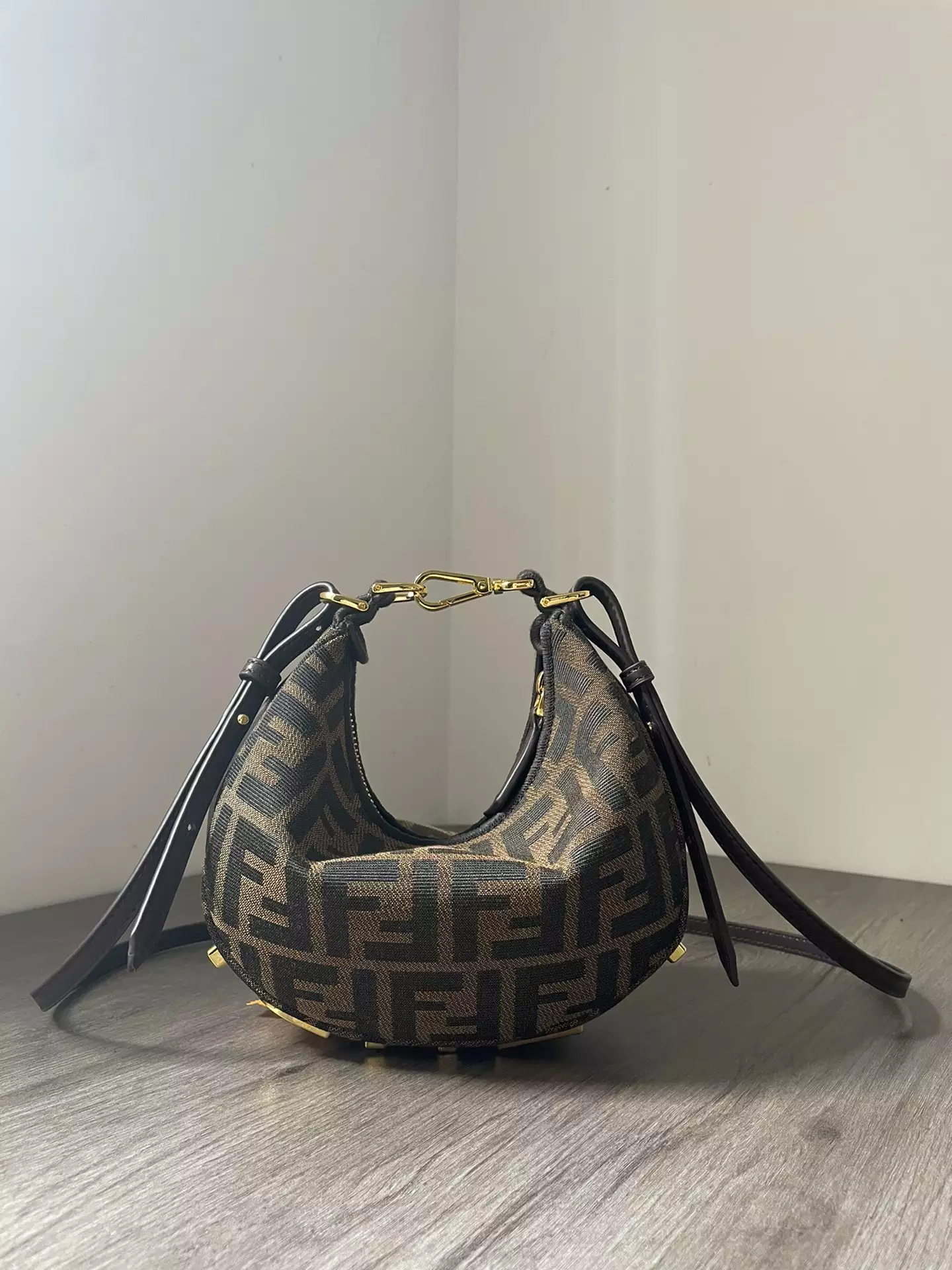 Fendigraphy Mini Brown FF Jacquard Fabric Bag