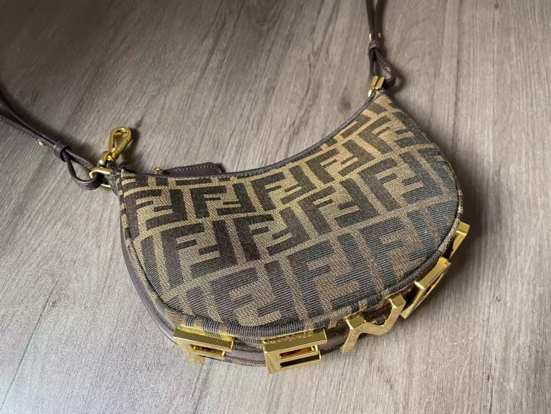 Fendigraphy Mini Brown FF Jacquard Fabric Bag