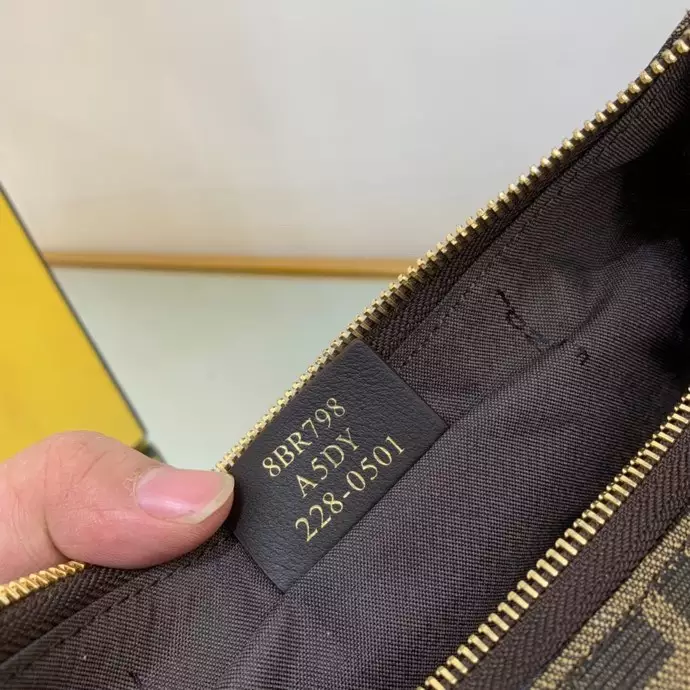 Fendigraphy Small Brown FF Jacquard Fabric Bag