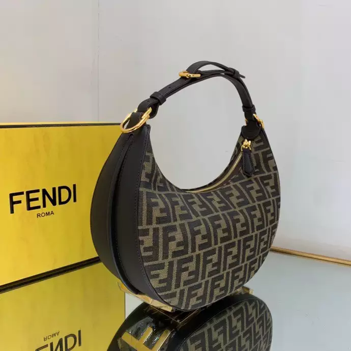 Fendigraphy Small Brown FF Jacquard Fabric Bag