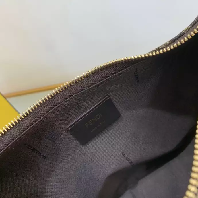 Fendigraphy Small Brown FF Jacquard Fabric Bag