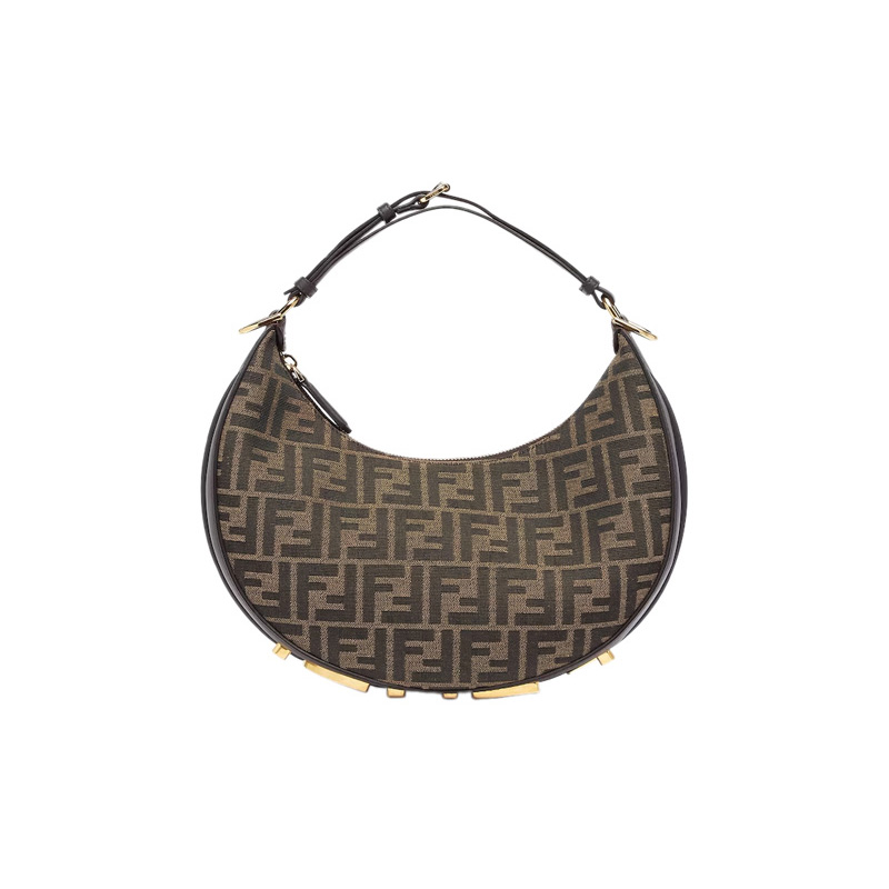 Fendigraphy Small Brown FF Jacquard Fabric Bag