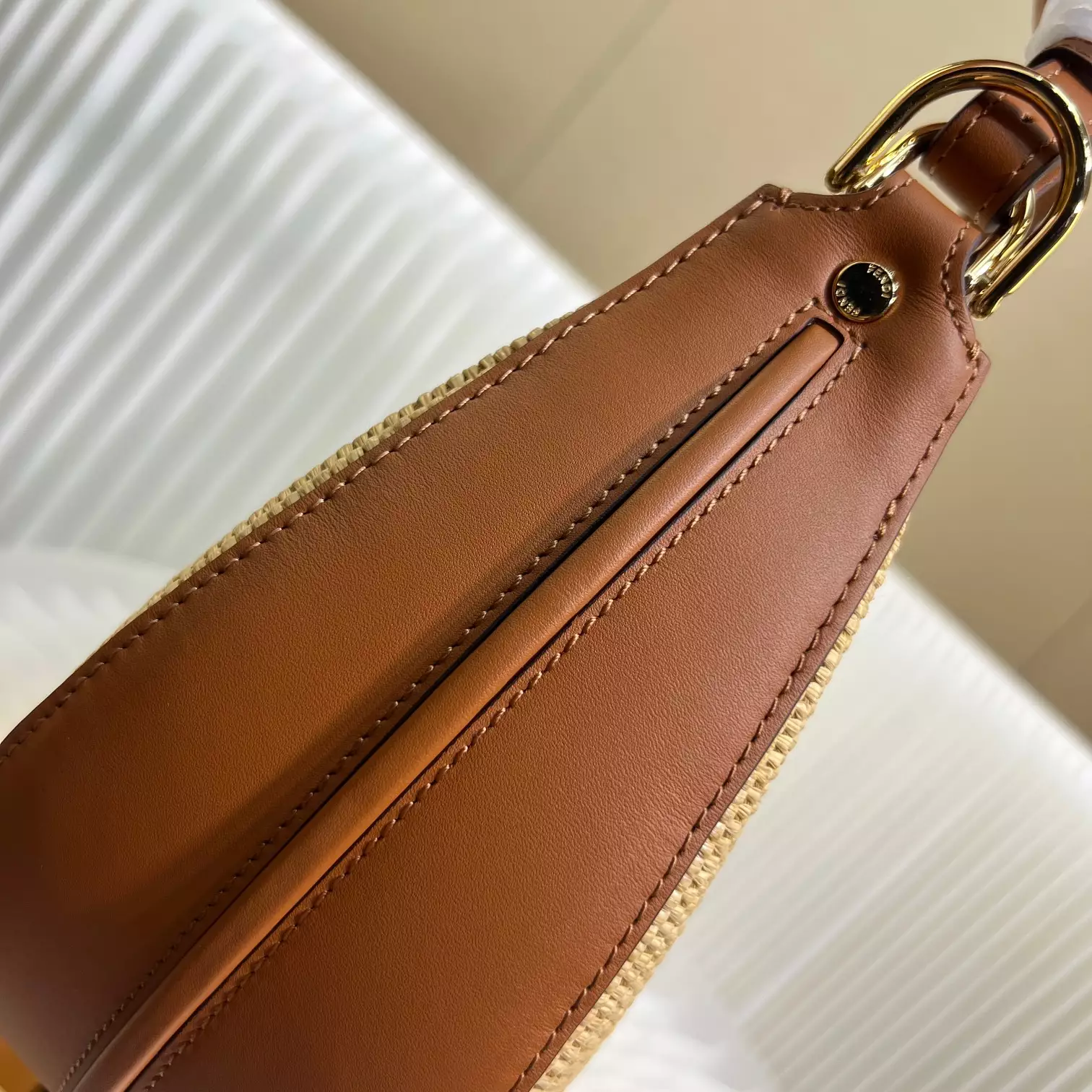 Fendigraphy Small Natural Straw Bag