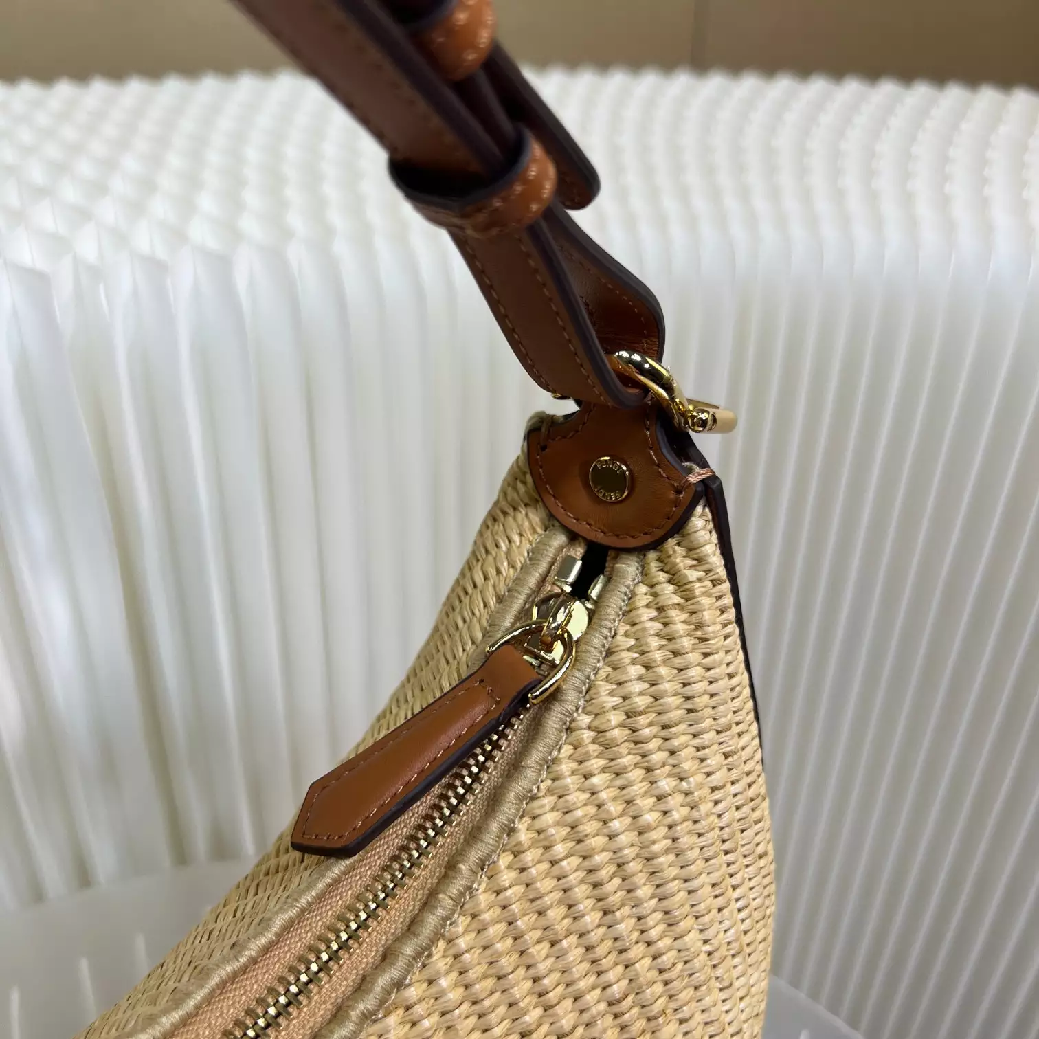 Fendigraphy Small Natural Straw Bag