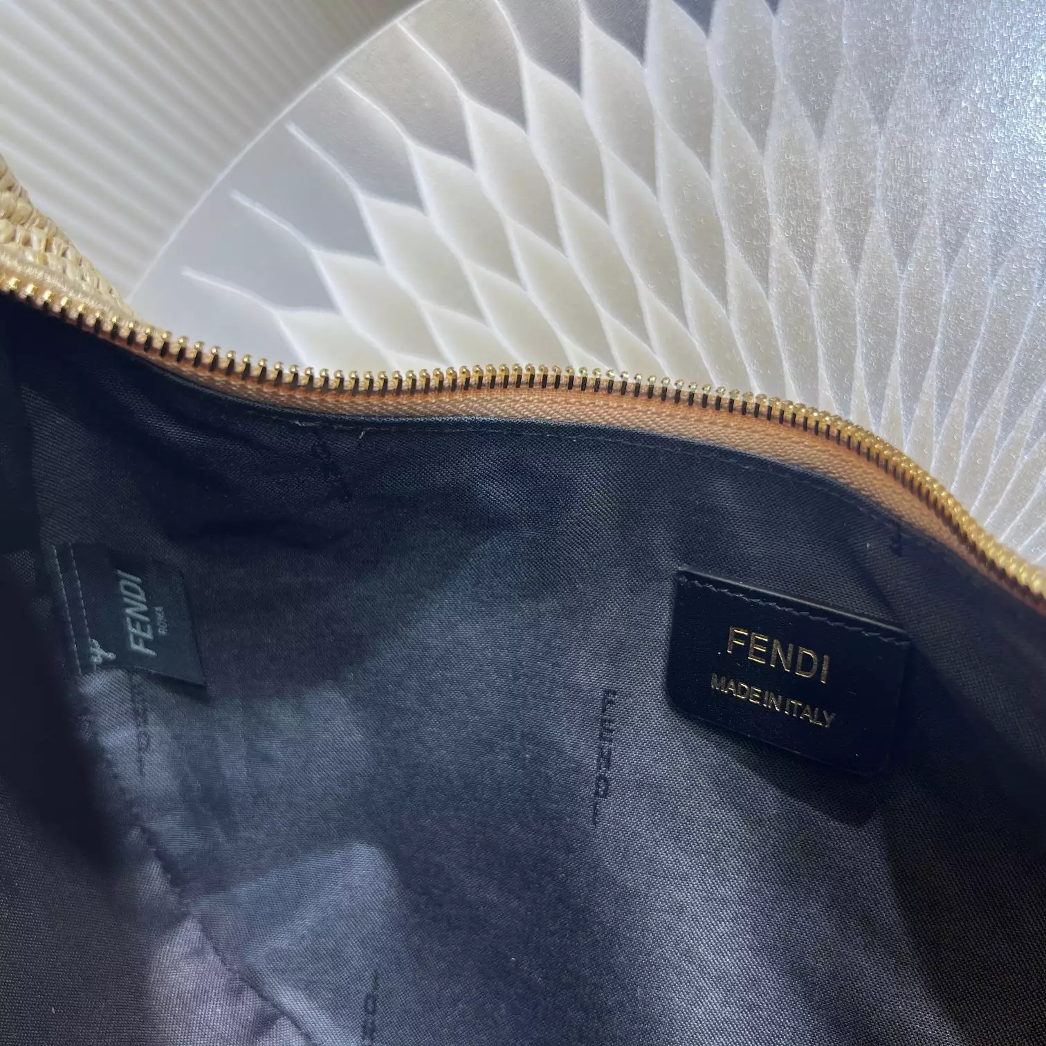 Fendigraphy Small Natural Straw Bag