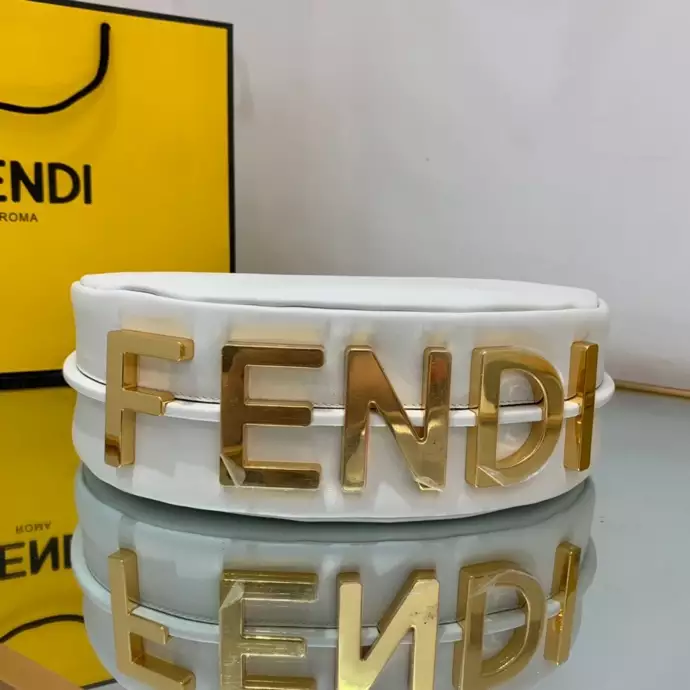 Fendigraphy Small White Leather Bag