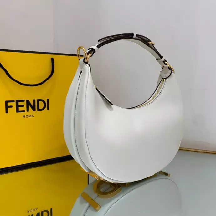 Fendigraphy Small White Leather Bag