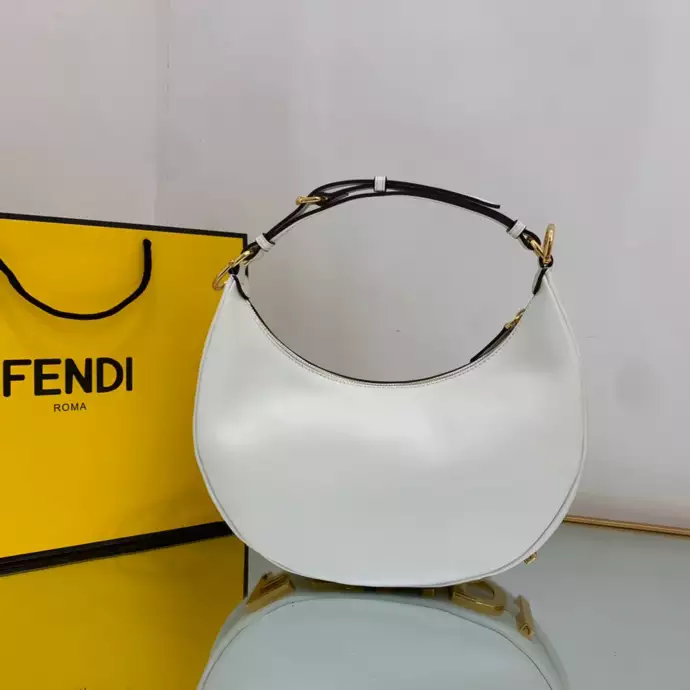 Fendigraphy Small White Leather Bag