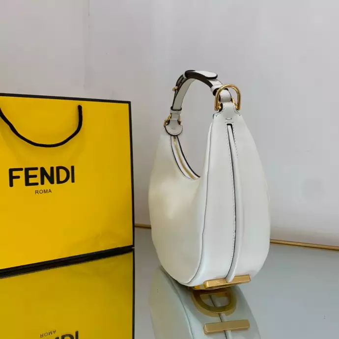 Fendigraphy Small White Leather Bag