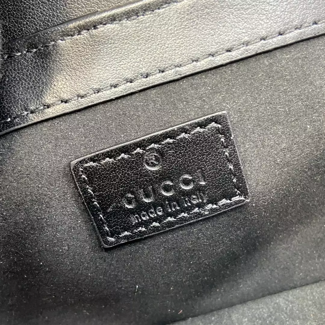 GG Marmont Super Mini Bag Black Quilted Chevron Patent Leather