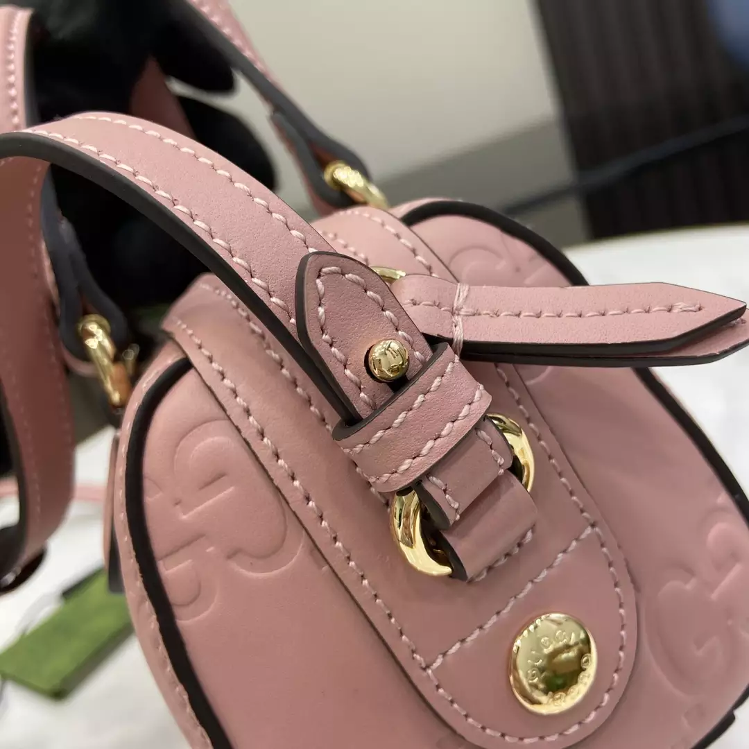 GG Super Mini Top Handle Bag in Rose Beige Leather