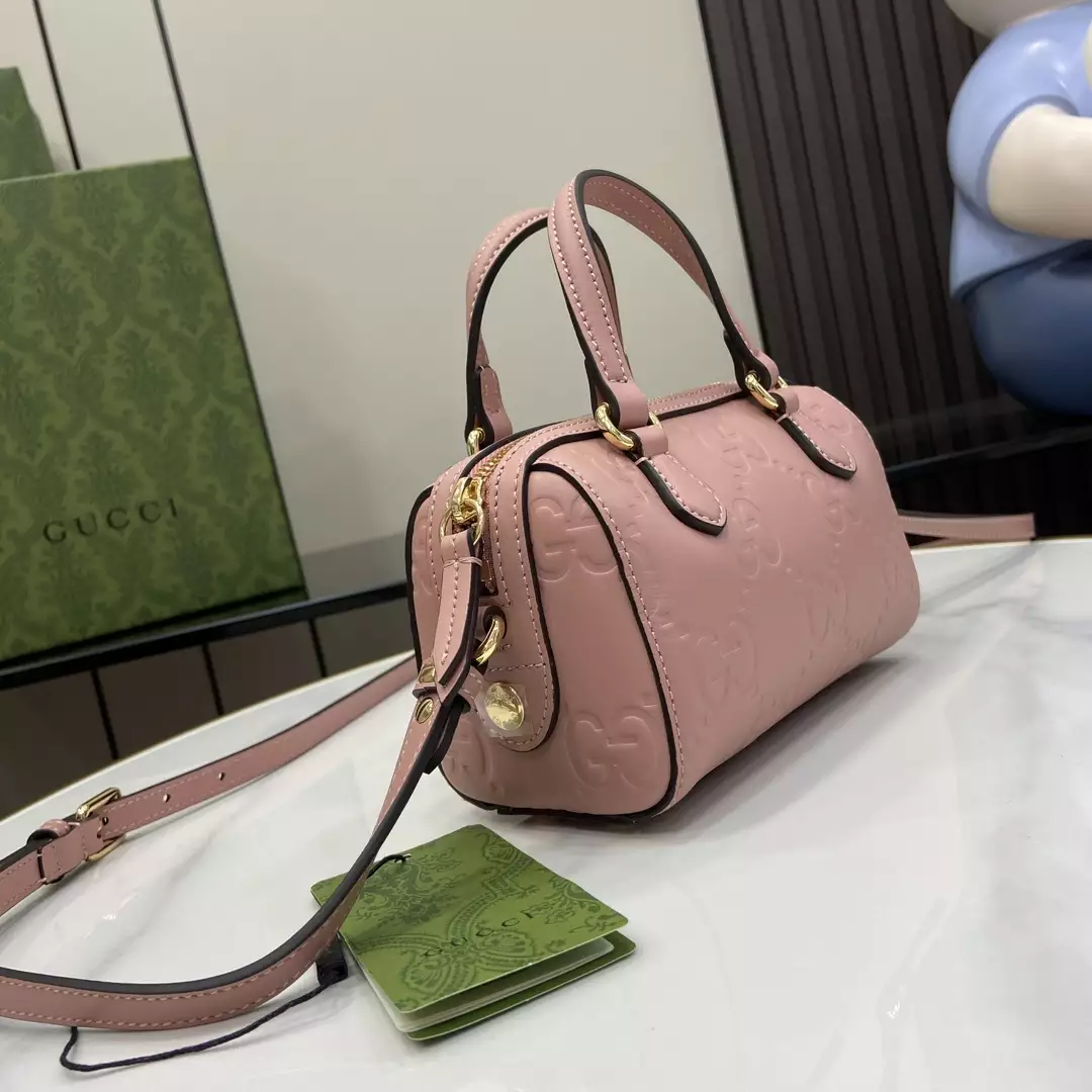 GG Super Mini Top Handle Bag in Rose Beige Leather