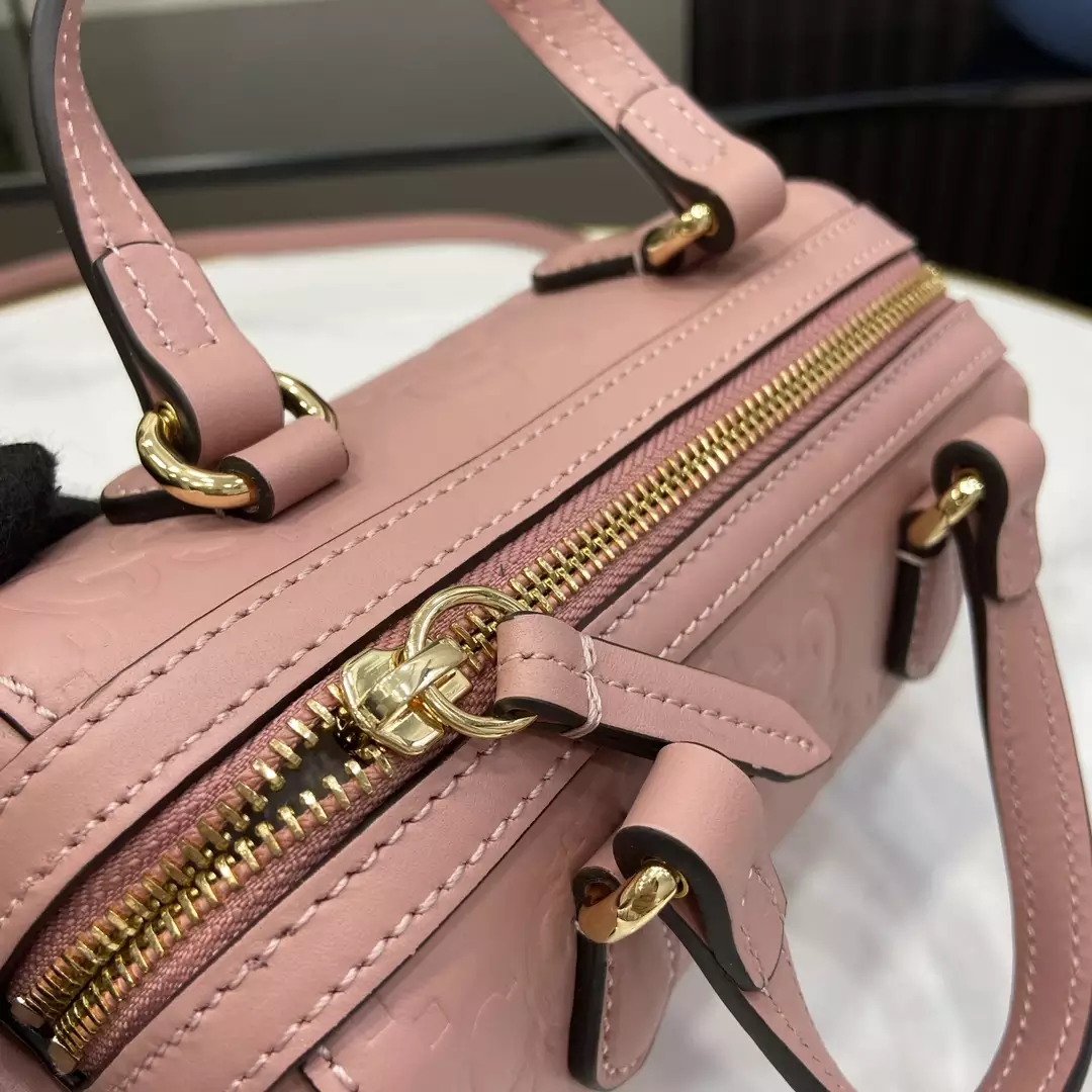 GG Super Mini Top Handle Bag in Rose Beige Leather