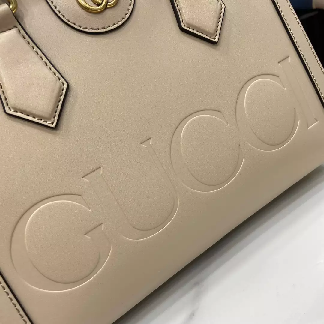 G*u*i diana small tote bag double g light beige leather