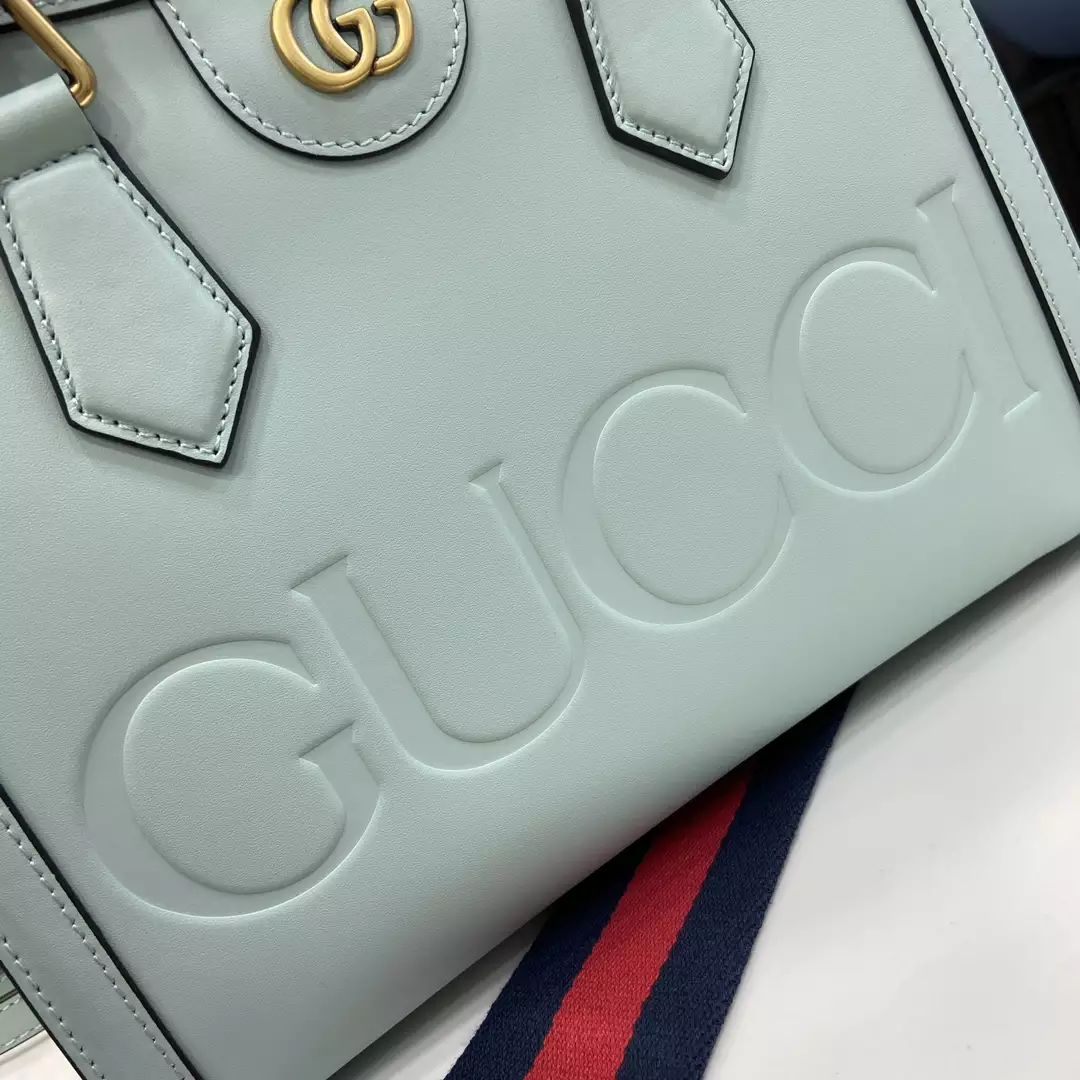 G*u*i diana small tote bag double g pale blue leather