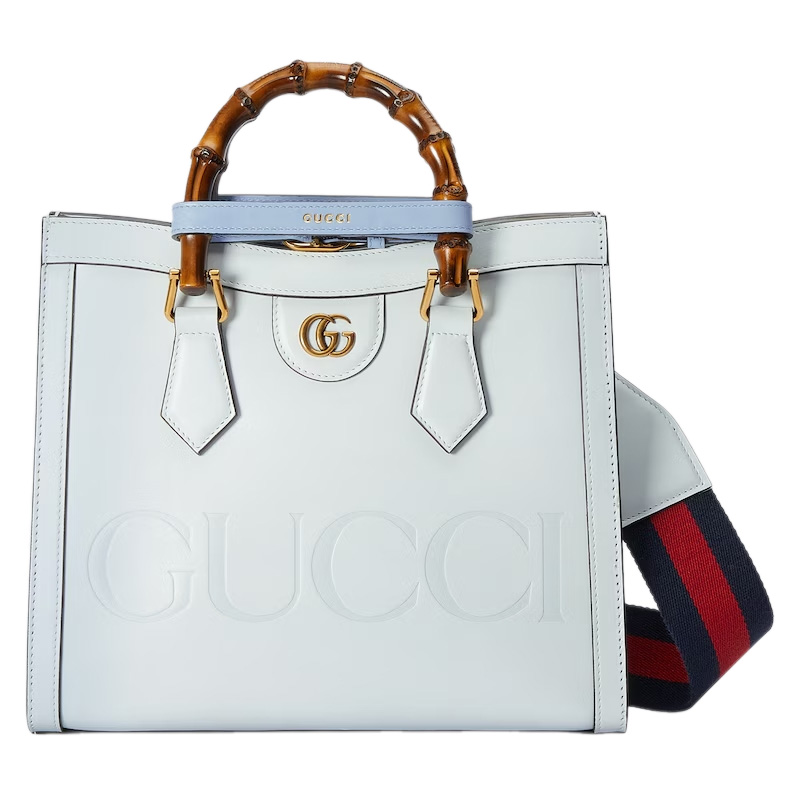 G*u*i diana small tote bag double g pale blue leather
