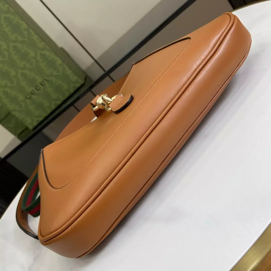 Gucci Jackie Small Shoulder Bag Brown Leather