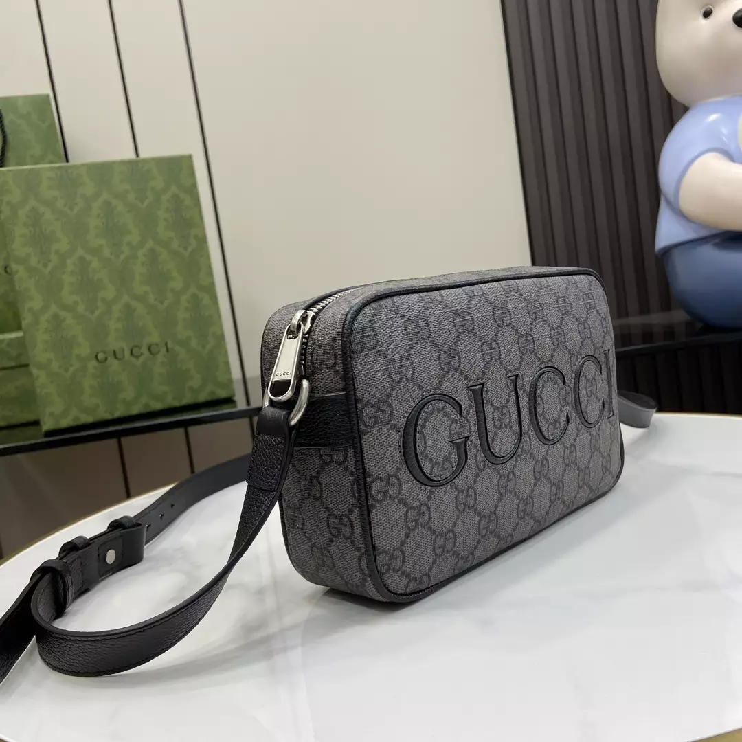G*u*i mini shoulder bag in grey and black gg supreme