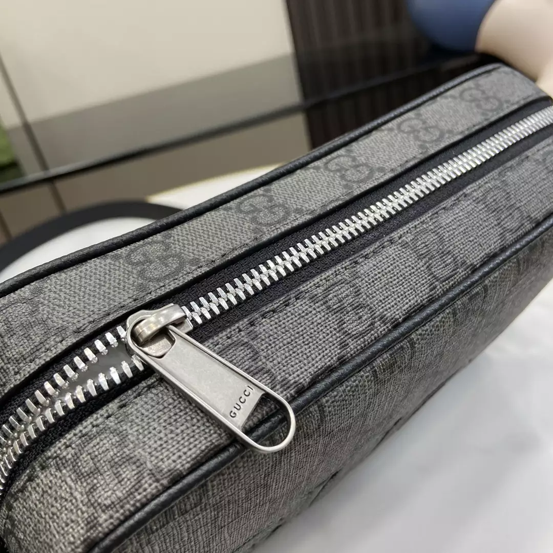G*u*i mini shoulder bag in grey and black gg supreme