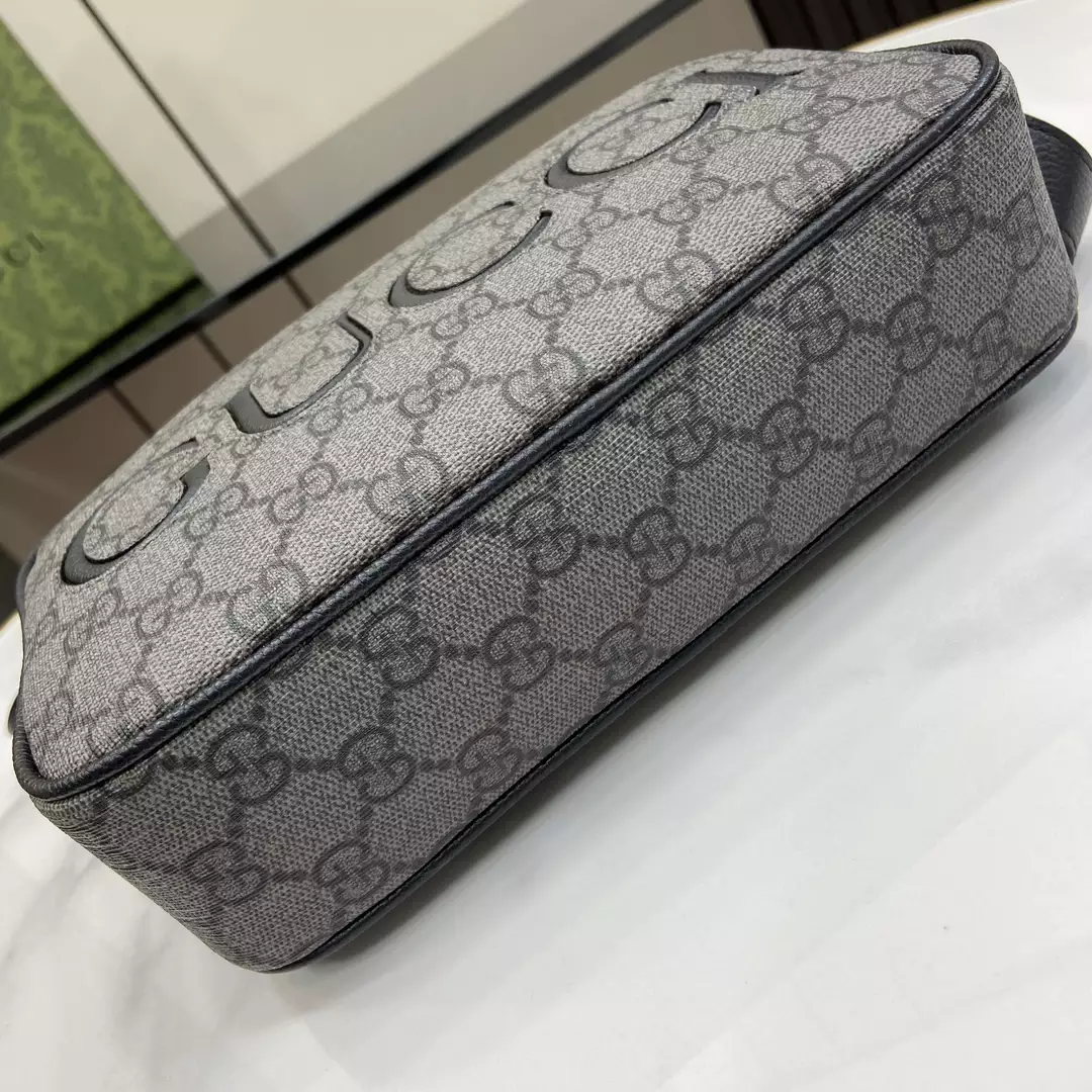 G*u*i mini shoulder bag in grey and black gg supreme