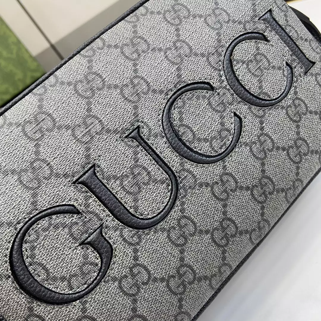 G*u*i mini shoulder bag in grey and black gg supreme