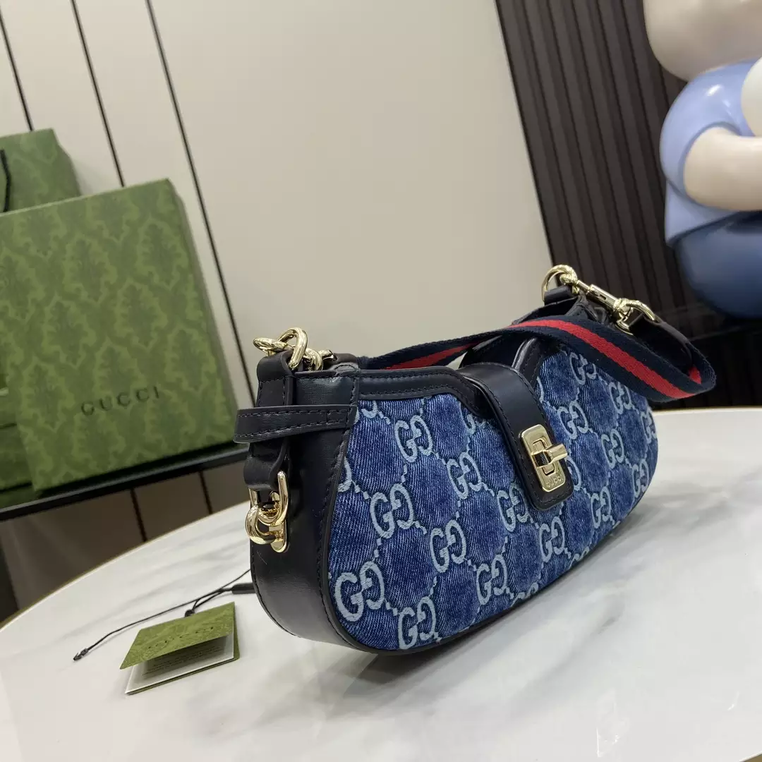 Gucci Moon Side Mini Shoulder Bag in Blue GG Denim