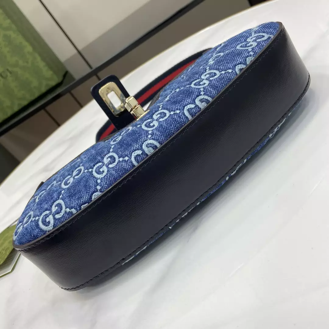 Gucci Moon Side Mini Shoulder Bag in Blue GG Denim
