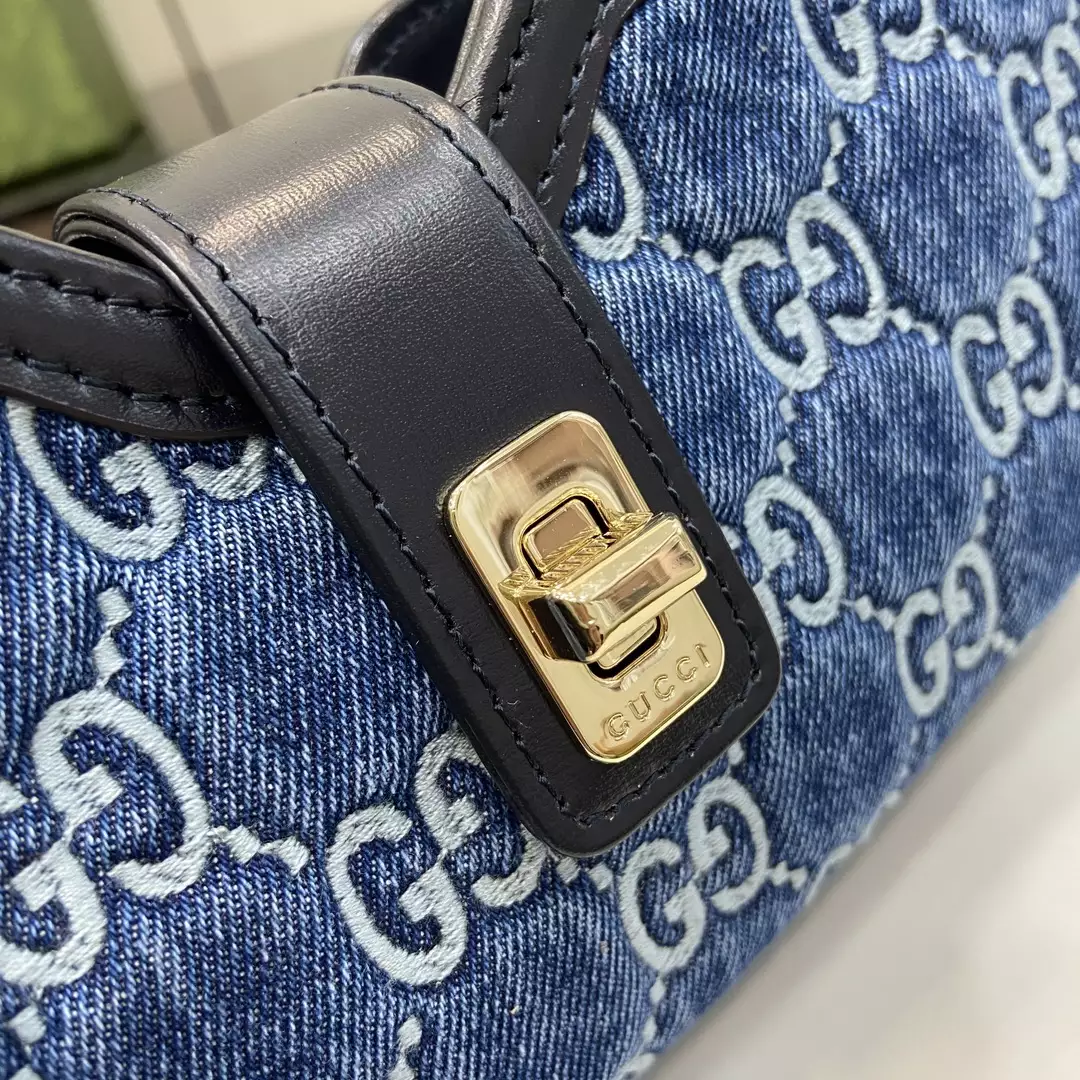 Gucci Moon Side Mini Shoulder Bag in Blue GG Denim