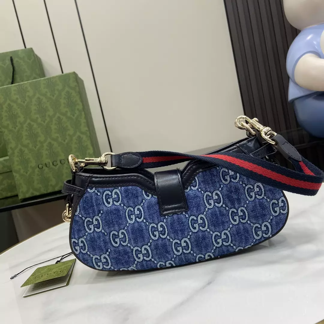 Gucci Moon Side Mini Shoulder Bag in Blue GG Denim