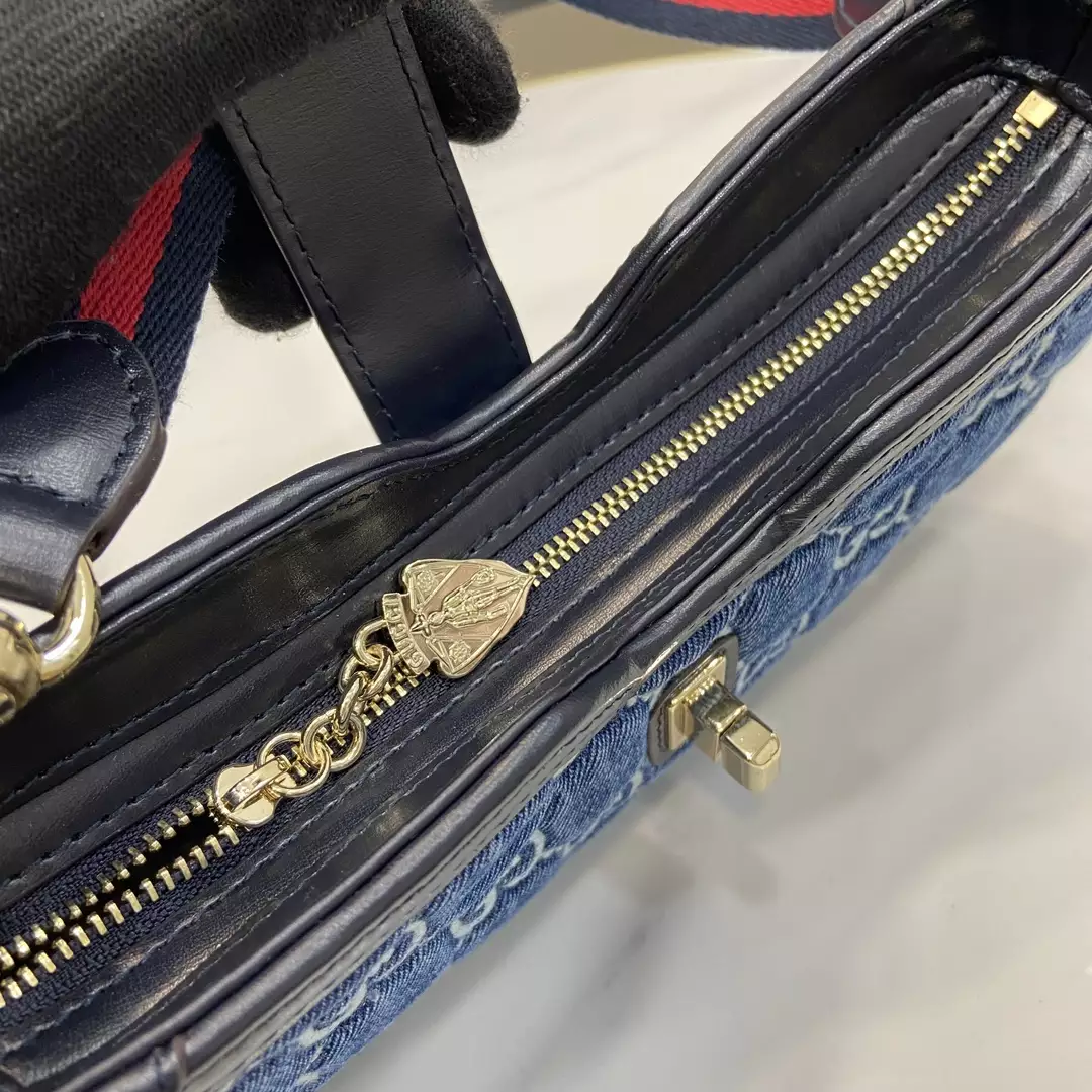 Gucci Moon Side Mini Shoulder Bag in Blue GG Denim