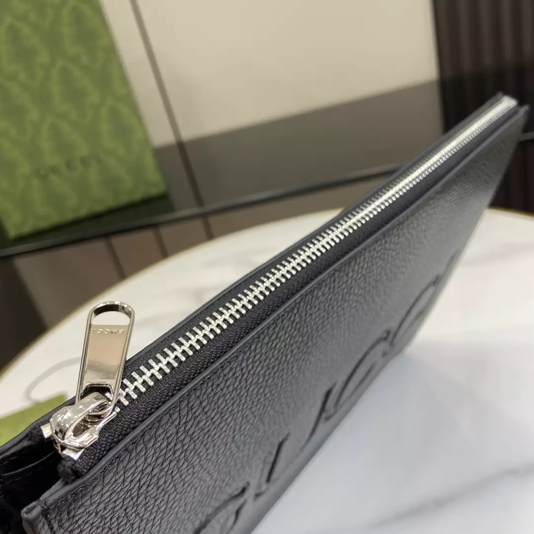 Gucci Pouch with Strap in Black Leather