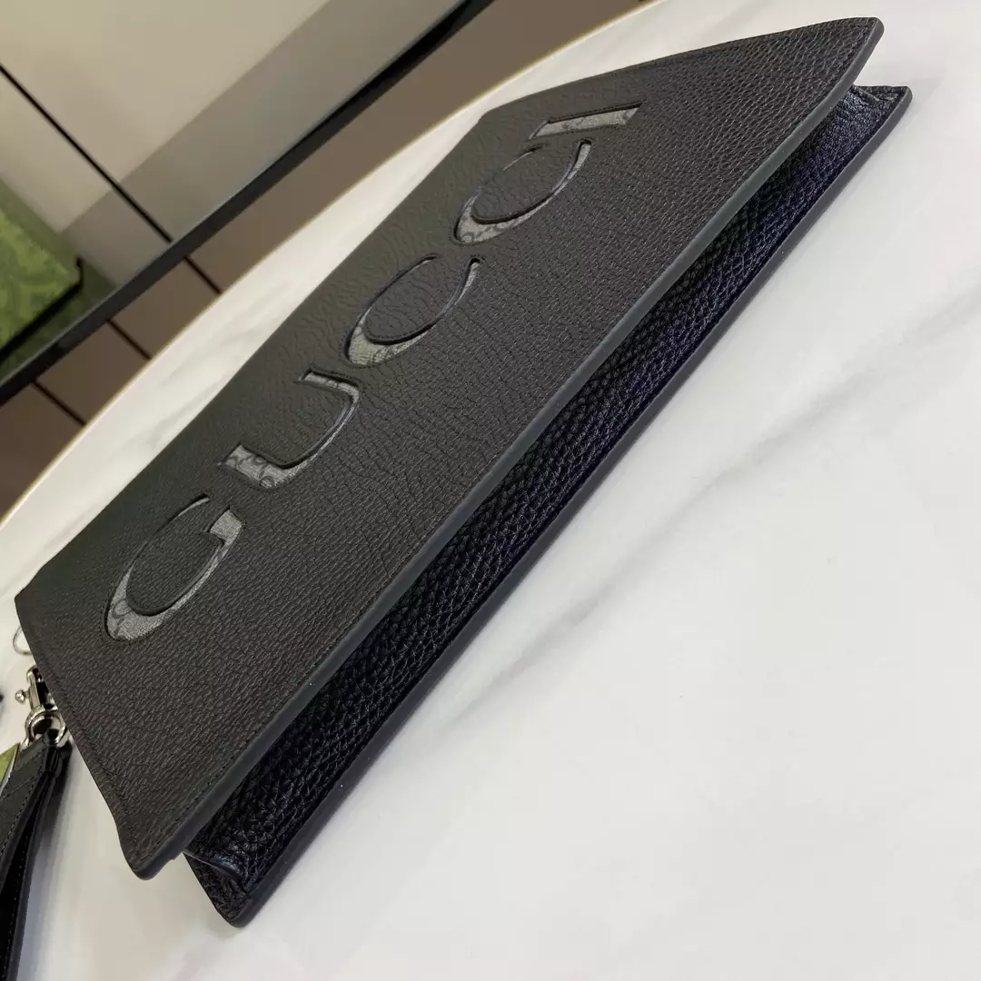 Gucci Pouch with Strap in Black Leather