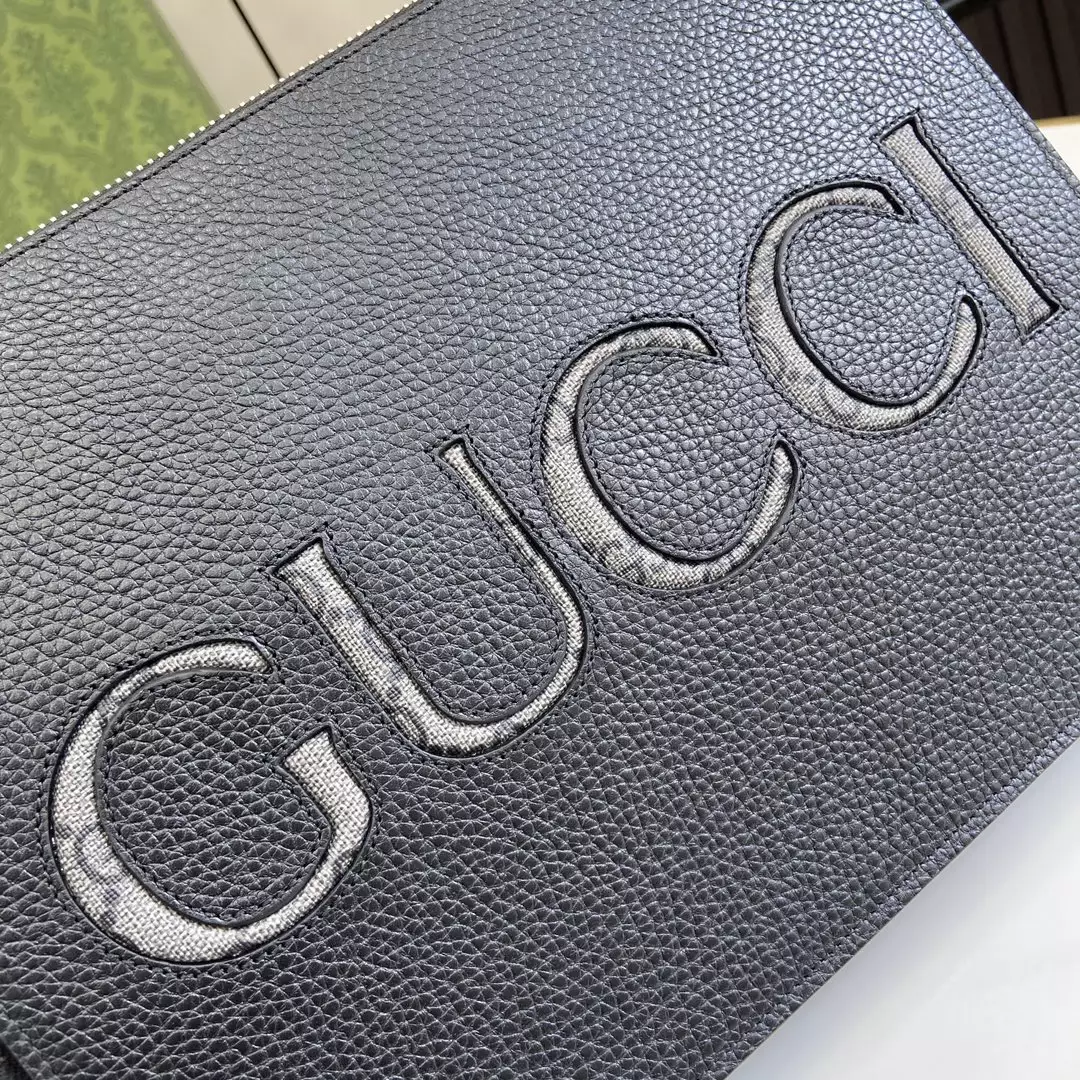 Gucci Pouch with Strap in Black Leather