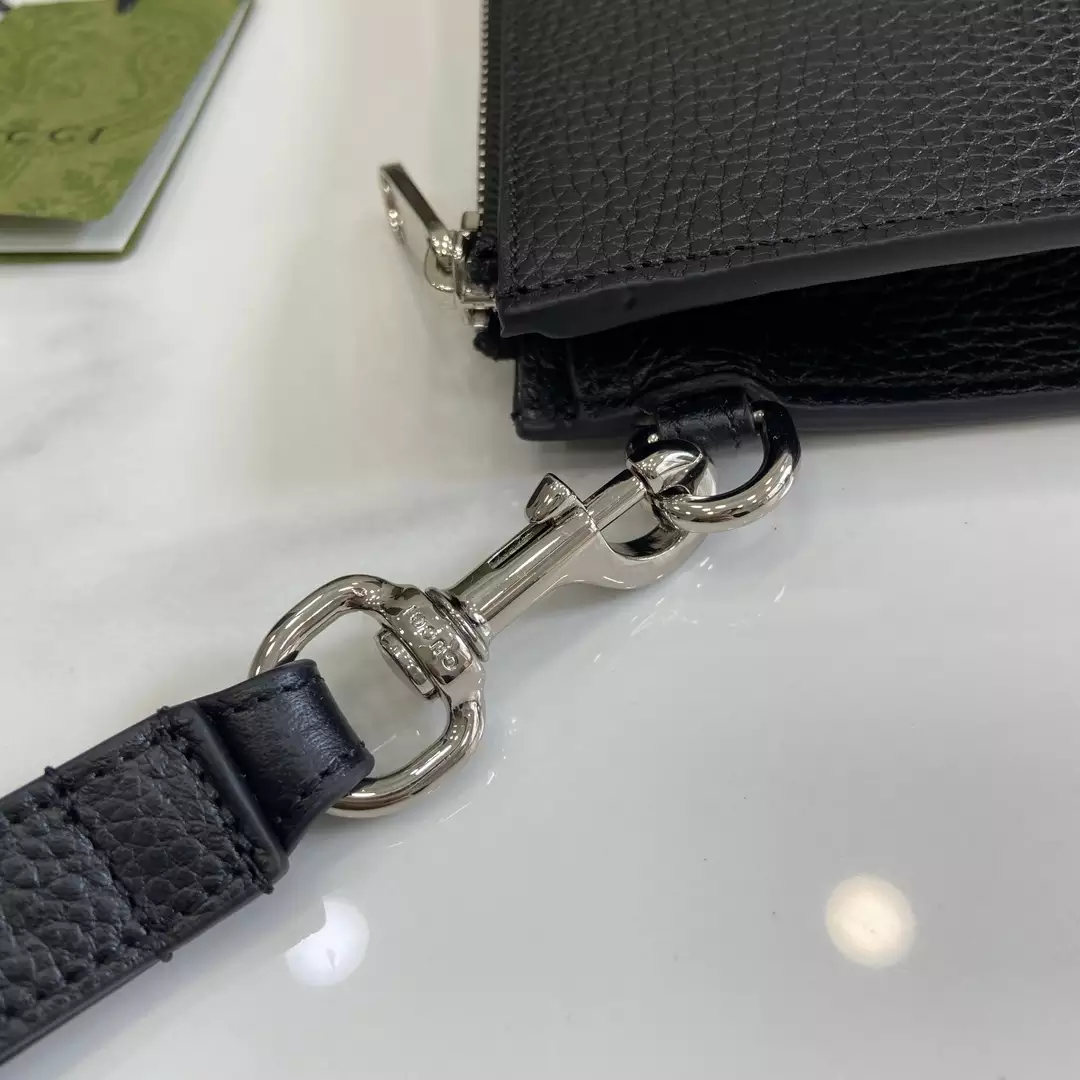 Gucci Pouch with Strap in Black Leather