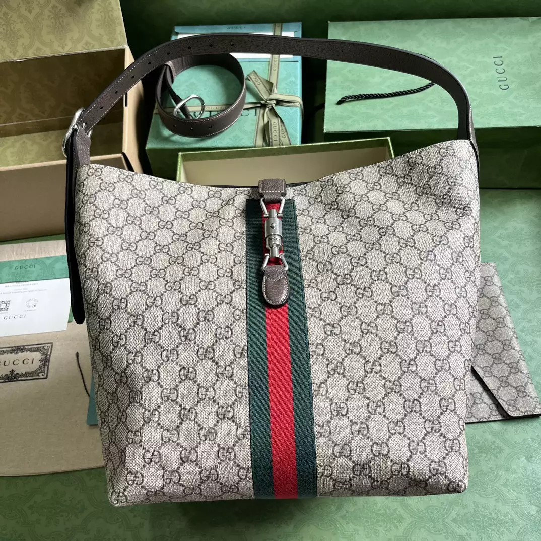Jackie 1961 Small Crossbody Bag in Beige and Ebony GG Supreme
