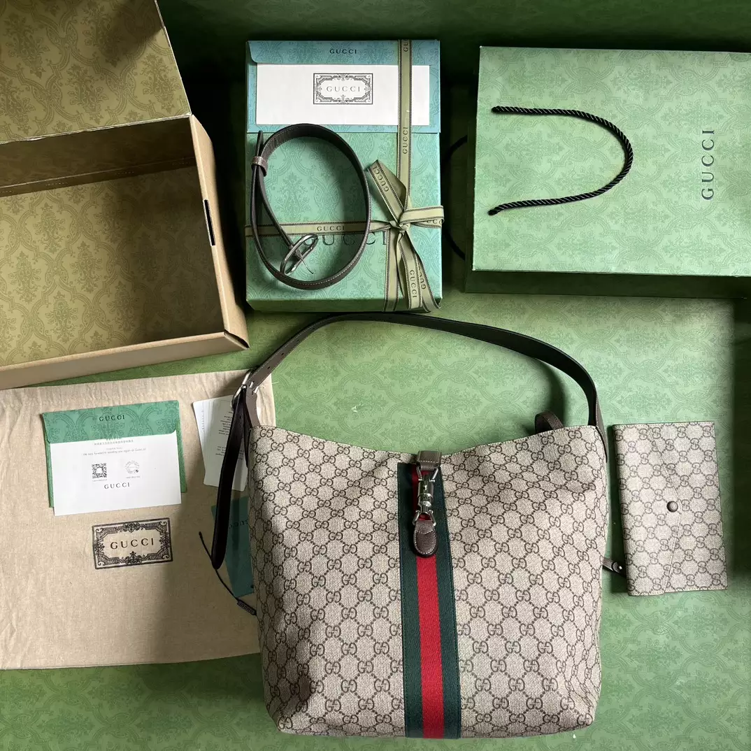 Jackie 1961 Small Crossbody Bag in Beige and Ebony GG Supreme