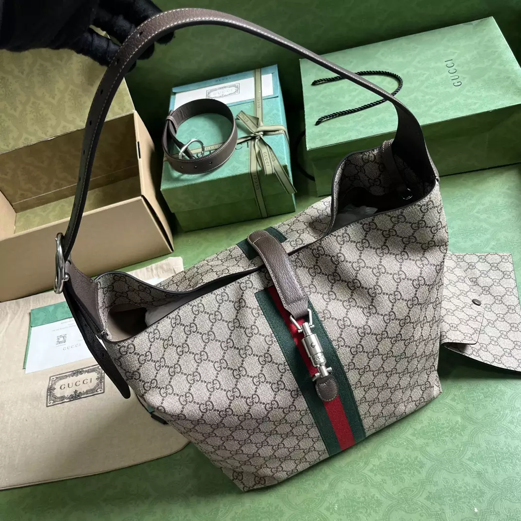 Jackie 1961 Small Crossbody Bag in Beige and Ebony GG Supreme