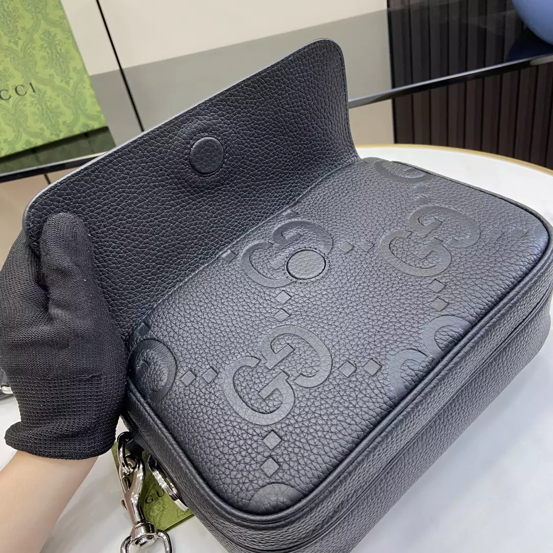 Jumbo GG Small Crossbody Bag in Black GG Canvas
