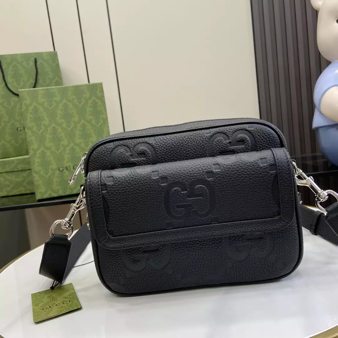 Jumbo GG Small Crossbody Bag in Black GG Canvas
