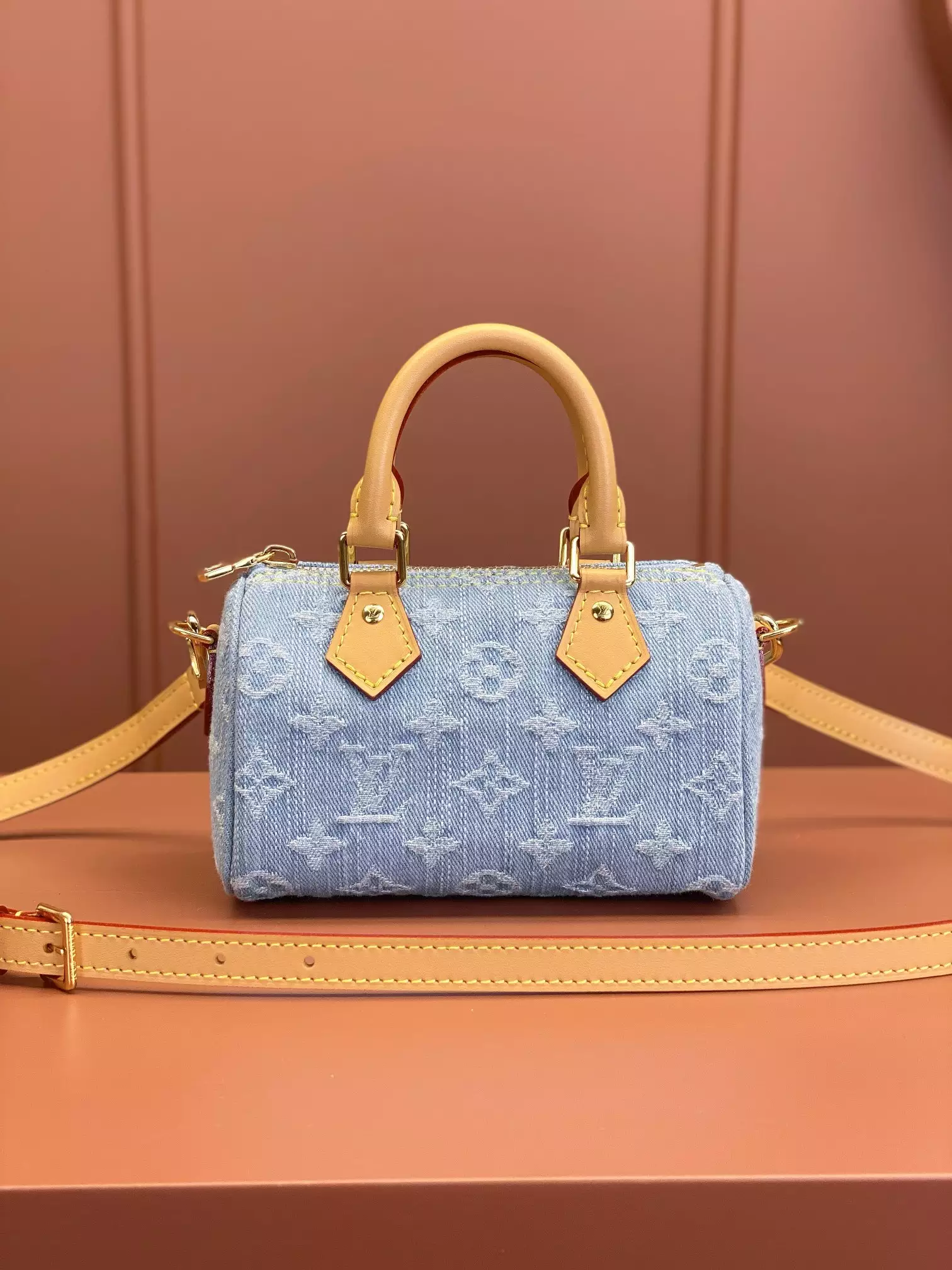 LV Nano Speedy Sky Denim Monogram Denim