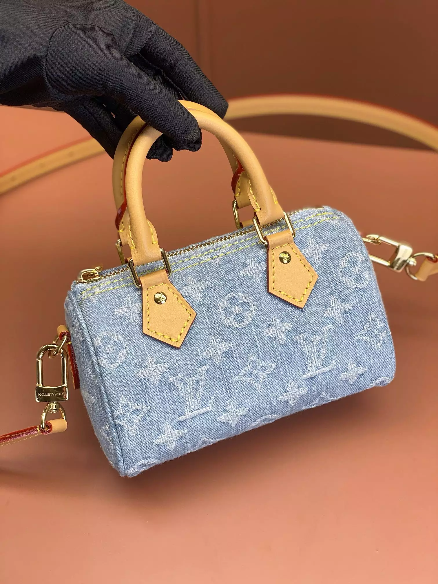 LV Nano Speedy Sky Denim Monogram Denim