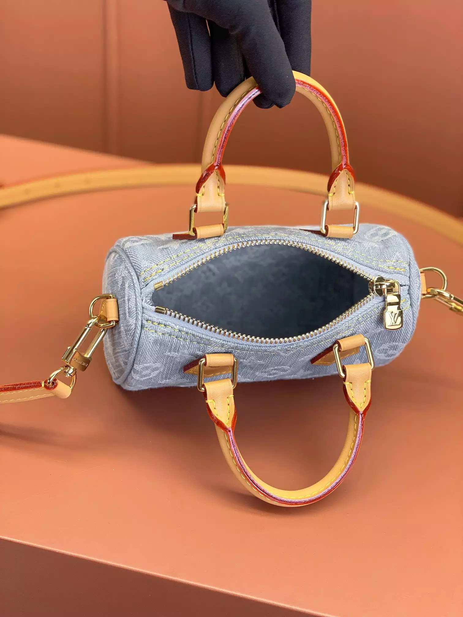 LV Nano Speedy Sky Denim Monogram Denim