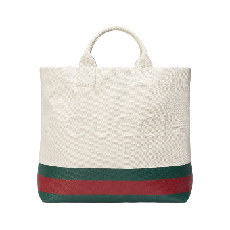 Medium Canvas Tote Bag with Embossed Detail in Natural Canvas with Web