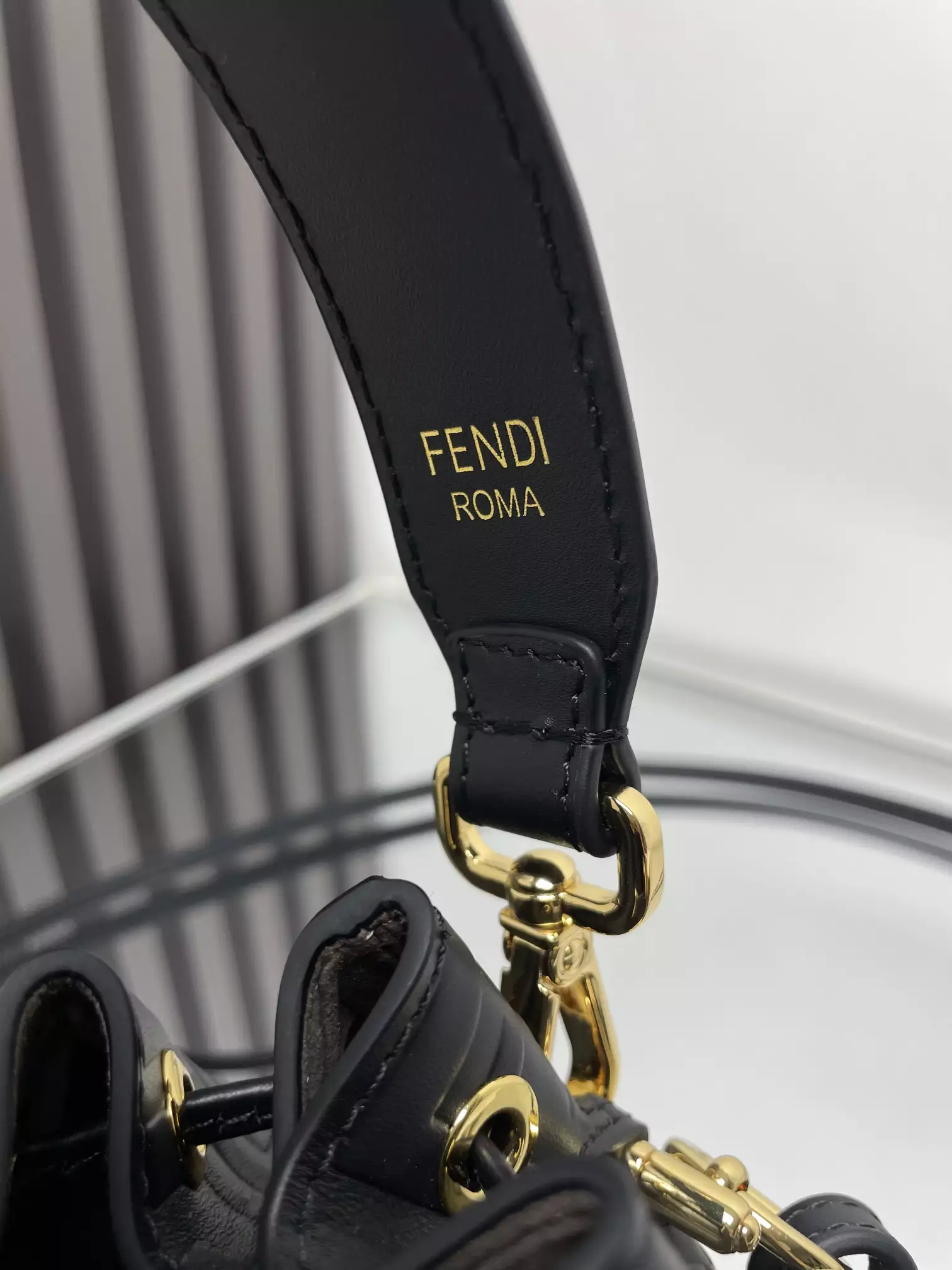 Mon Tresor Black Leather Mini Bag with FF Embroidery
