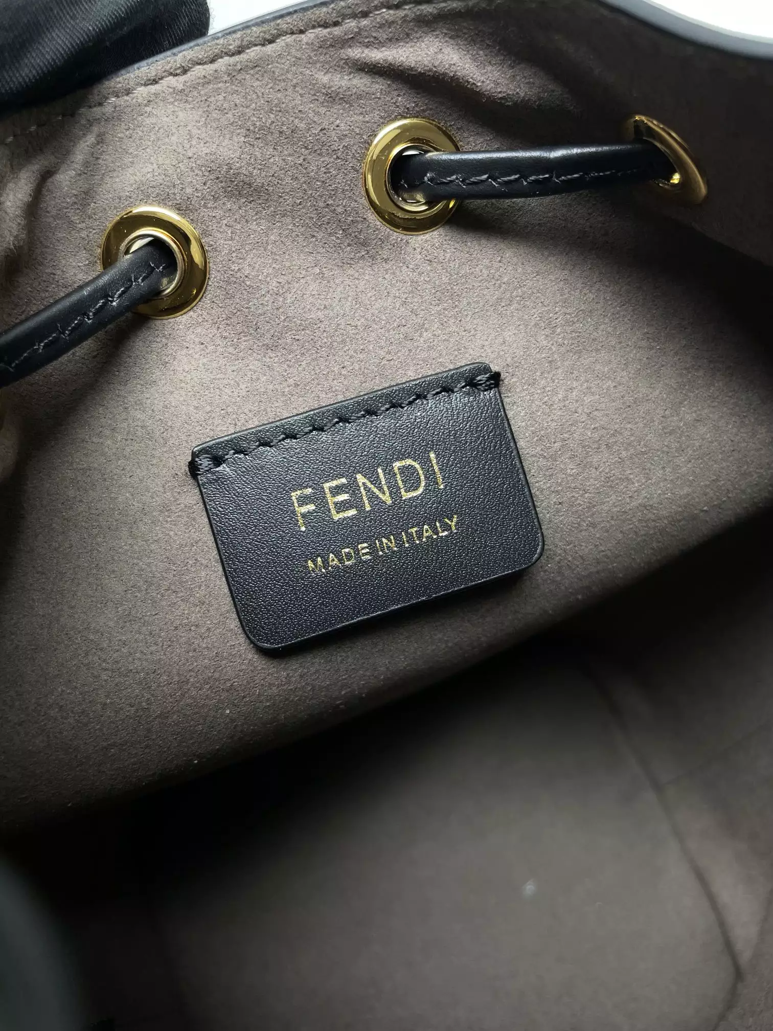 Mon Tresor Black Leather Mini Bag with FF Embroidery