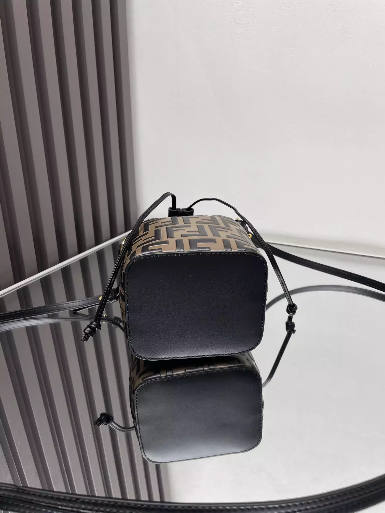 Mon Tresor Brown Leather Mini Bag with FF Embroidery
