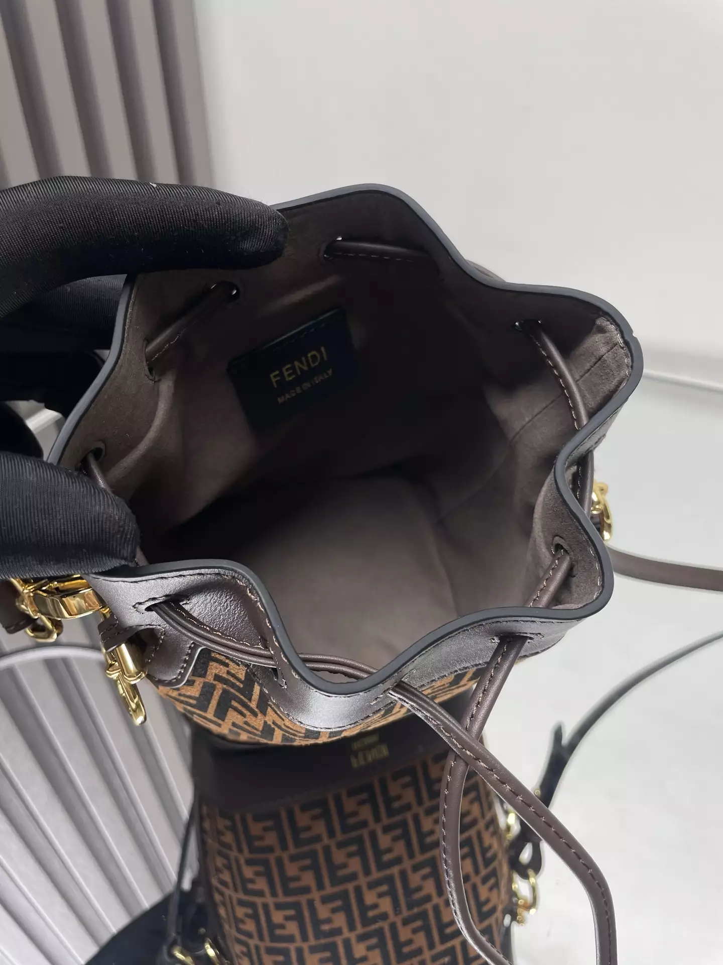 Mon Tresor Brown Leather Mini-Bag with FF Print