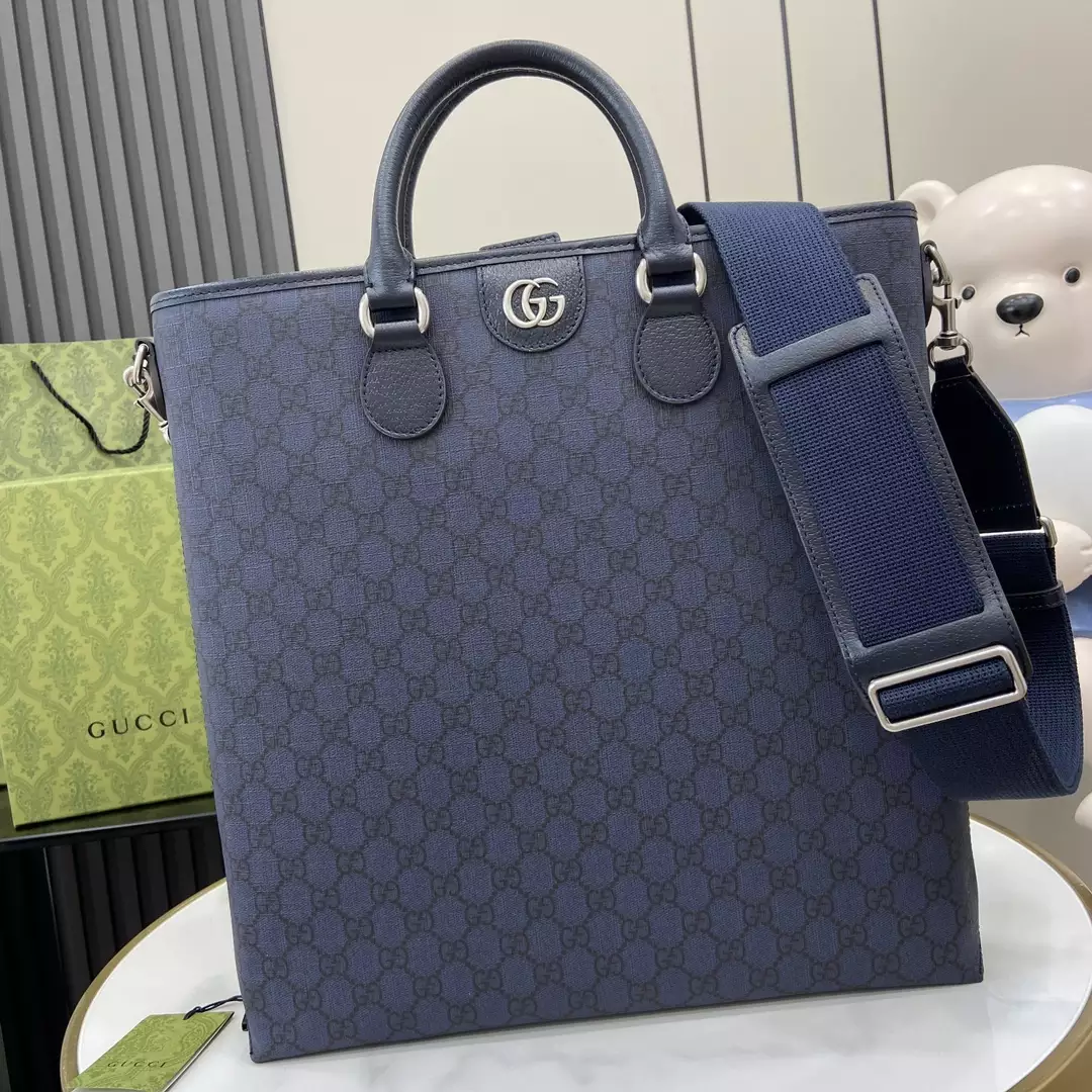 Ophidia GG Medium Tote Bag in Blue and Dark Blue GG Supreme